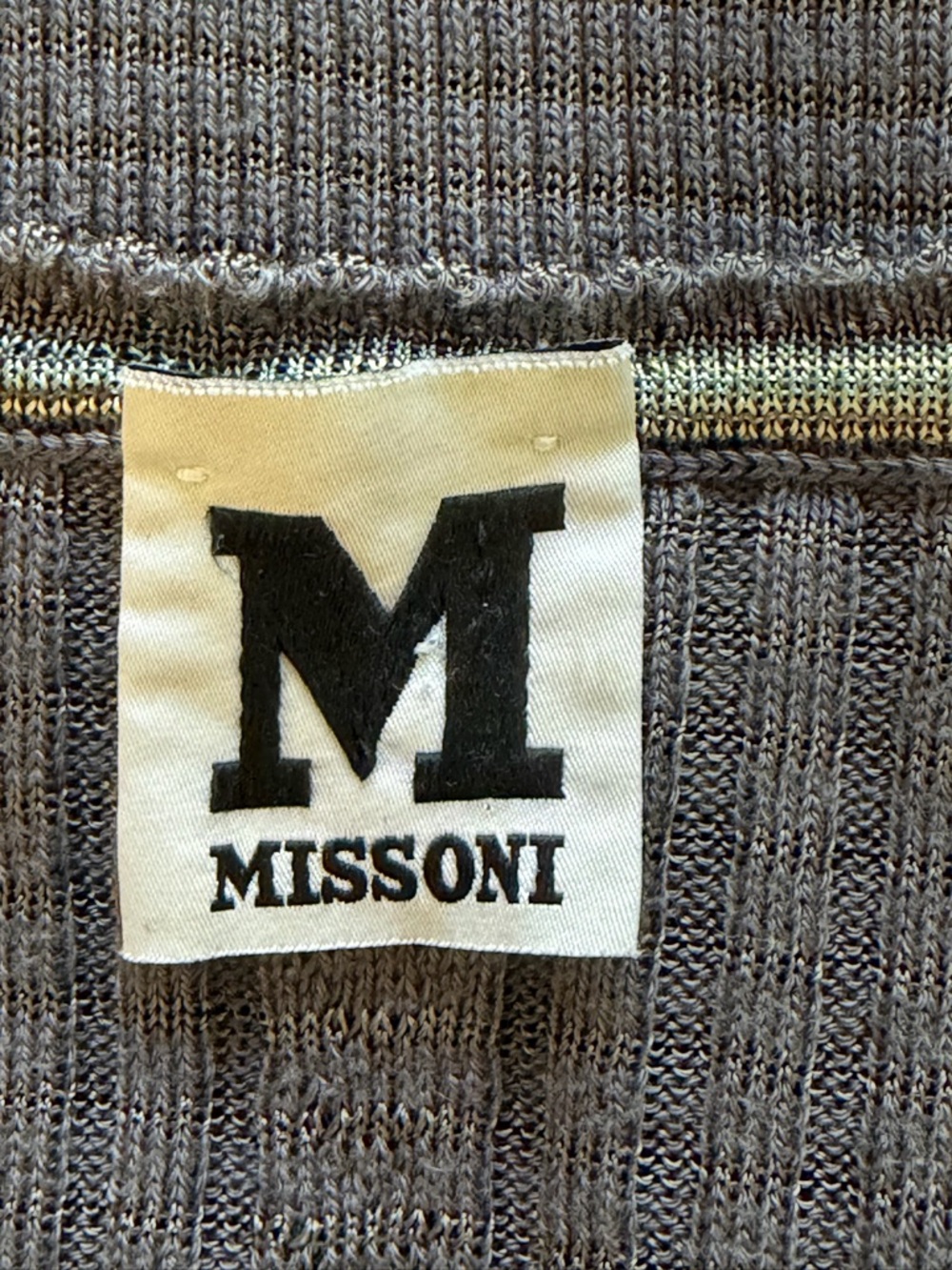 M Missoni Knit Dress Gray Ribbed Fit & Flare Italian Designer Elegant Timeless - Picture 9 of 10